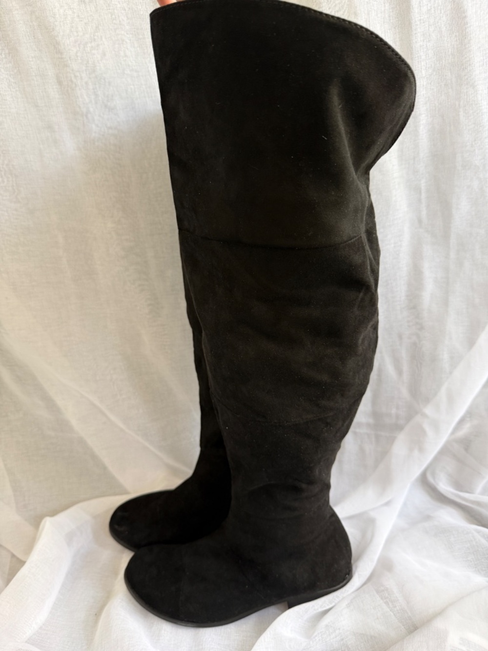 American Eagle Black faux Suede Knee High Boots | 8M | Wide Calf Tall Boots Boho - Picture 3 of 6
